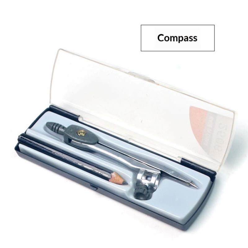 Math Geometry Set With Compass - Juego de compases metálicos con mecanismo