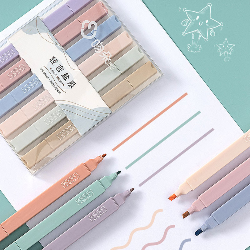 Pastel Highlighter Set Double Ended - Juego de rotuladores resaltadores de doble