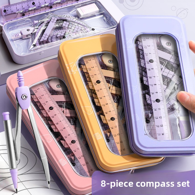 Juego de geometría de 8 piezas - Math Geometry Set With Compass reseña y precio